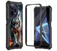Mxfdegf for Cricket Icon Plus 2026 Phone Case/AT&T Verge 2 Case,with Tempered Glass Screen Protector,Shockproof Durable PC and TPU Bumper Raised Corner Edge Case for AT&T Verge 2,Tiger