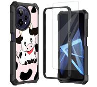 Mxfdegf for Cricket iCon Plus 2026 Phone Case/Att Verge 2 SN333A Phone Case,with Tempered Glass Screen Protector,Shockproof Durable PC and TPU Bumper Raised Corner Edge Cover,Cute Cows Pink