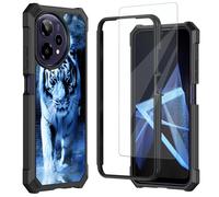 Mxfdegf for Cricket iCon Plus 2026 Phone Case/Att Verge 2 SN333A Phone Case,with Tempered Glass Screen Protector,Shockproof Durable PC and TPU Bumper Raised Corner Edge Cover,Wild Animals Tiger