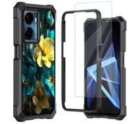 Mxfdegf for Cricket Magic 2 5G Case/AT&T Propel 2 5G Case,with Tempered Glass Screen Protector,Durable PC and TPU Bumper Raised Corner Edge Case for Cricket Magic 2/ATT Propel 2,Yellow Flowers