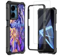 Mxfdegf for Cricket Magic 2 5G Case/AT&T Propel 2 5G Case,with Tempered Glass Screen Protector,Durable PC and TPU Bumper Raised Corner Edge Case for Cricket Magic 2/ATT Propel 2,Dream Catcher Wolf