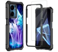 Mxfdegf for Cricket Magic 2 5G Case/AT&T Propel 2 5G Case,with Tempered Glass Screen Protector,Durable PC and TPU Bumper Raised Corner Edge Case for Cricket Magic 2/ATT Propel 2,Three White Wolves