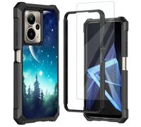 Mxfdegf for Cricket Outlast 5G 2024 Phone Case AT&T Motivate Pro 5G Case,with Tempered Glass Screen Protector, Durable PC and TPU Bumper Raised Corner Edge Case,Night Sky Stars Forest