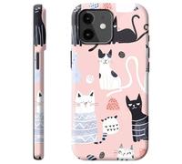 Mxfdegf for iPhone 12 Mini Case,Dual Layer Hybrid Hard PC & Soft Silicone Defense Anti-Drop Anti-Scratch Protective Case for iPhone 12 Mini 5.4-Inch,Cute Various Cats