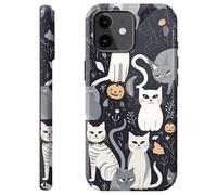 Mxfdegf for iPhone 12 Mini Case,Dual Layer Hybrid Hard PC & Soft Silicone Defense Anti-Drop Anti-Scratch Protective Case for iPhone 12 Mini 5.4-Inch,Various Cats Grey