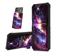 Mxfdegf for iPhone 14 Case, Black Shock-Absorbing TPU with Kickstand Detachable IDs Credit Card Slot Wallet Case for iPhone 14 6.1 inch,Cosmic Starry Sky
