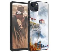 Mxfdegf for iPhone 14 Pro Max Case, Tempered Glass Back + Soft Silicone TPU Shockproof Anti-Scratch Protective Phone Case for iPhone 14 Pro Max 6.7",Lighthouse