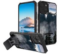 Mxfdegf for iPhone 15 Case, Built in Hard Kickstand Dual Layer TPU Shockproof & Slide Camera Protection Case for iPhone 15 6.1 inch,Nature Mountain Forest