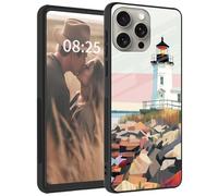 Mxfdegf for iPhone 15 Pro Max Case, Tempered Glass Back + Soft Silicone TPU Shockproof Anti-Scratch Protective Phone Case for iPhone 15 Pro Max 6.7",Lighthouse