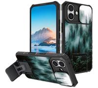 Mxfdegf for iPhone 16 Case, Built in Hard Kickstand Dual Layer TPU Shockproof & Slide Camera Protection Case for iPhone 16 6.1 inch,Nature Mountain Forest