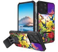 Mxfdegf for iPhone 16 Pro Case, Built in Hard Kickstand Dual Layer TPU Shockproof & Slide Camera Protection Case for iPhone 16 Pro 6.3 inch 2024,Colorful Nature Bird