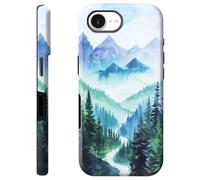 Mxfdegf for iPhone 16e Case,Dual Layer Hybrid Hard PC & Soft Silicone Defense Anti-Drop Anti-Scratch Protective Case for iPhone 16e 2025 6.1 inch,Nature Mountain Trees