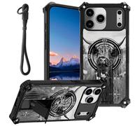 Mxfdegf for iPhone 17 Pro Max Case with Wrist Strap & Kickstand Dual Layer Rugged Hard PC and Soft Silicone Shockproof Protective Phone Case for iPhone 17 Pro Max 6.9 inch,Highland Cow Ox Cattle