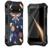 Mxfdegf for Kyocera DuraForce Pro 3 Case, with Tempered Glass Screen Protector, Durable PC and TPU Bumper Raised Corner Edge Case for DuraForce Pro 3 E7200,Gold Dragonfly