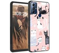Mxfdegf for Moto G Play 2023 Case, Tempered Glass Back + Soft Silicone TPU Shockproof Anti-Scratch Protective Phone Case for Motorola G Play 2023,Cute Various Cats