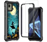 Mxfdegf for Nokia C110 N156DL Phone Case, with Tempered Glass Screen Protector, Durable PC and TPU Bumper Raised Corner Edge Case for Nokia C110,Full Moon and Bats
