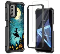 Mxfdegf for Nokia G400 Phone Case, with Tempered Glass Screen Protector, Durable PC and TPU Bumper Raised Corner Edge Case for Nokia G400,Full Moon and Bats