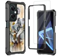 Mxfdegf for OnePlus Nord N30 5G Case,with Tempered Glass Screen Protector, Durable PC and TPU Bumper Raised Corner Edge Case for OnePlus Nord N30 5G,Cute Three Bear