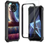 Mxfdegf for Orbic Joy2 Case,with Tempered Glass Screen Protector, Durable PC and TPU Bumper Raised Corner Edge Case for Orbic Joy2,Owl with Books
