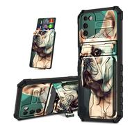 Mxfdegf for Samsung Galaxy A05 Case, Black Shock-Absorbing TPU with Kickstand Detachable IDs Credit Card Slot Wallet Case for Galaxy AO5,English Bulldogs