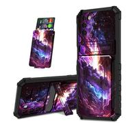 Mxfdegf for Samsung Galaxy A05 Case, Black Shock-Absorbing TPU with Kickstand Detachable IDs Credit Card Slot Wallet Case for Galaxy AO5,Cosmic Starry Sky
