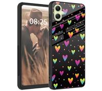 Mxfdegf for Samsung Galaxy A05 Case, Tempered Glass Back + Soft Silicone TPU Shockproof Anti-Scratch Protective Phone Case for Galaxy A05 6.7",Pink Cute Love Heart
