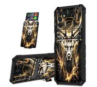 Mxfdegf for Samsung Galaxy A05s 4G Case, Black Shock-Absorbing TPU with Kickstand Detachable IDs Credit Card Slot Wallet Case for Galaxy A05S,Black Gold Deer King