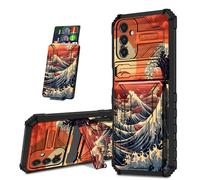 Mxfdegf for Samsung Galaxy A05s 4G Case, Black Shock-Absorbing TPU with Kickstand Detachable IDs Credit Card Slot Wallet Case for Galaxy A05S,Ocean Sunset