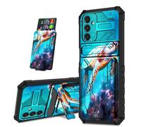 Mxfdegf for Samsung Galaxy A05s 4G Case, Black Shock-Absorbing TPU with Kickstand Detachable IDs Credit Card Slot Wallet Case for Galaxy A05S,Ocean Cute Turtles