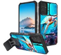 Mxfdegf for Samsung Galaxy A05s 4G Case, Built in Hard Kickstand Dual Layer Black TPU Shockproof & Slide Camera Protection Case for Galaxy A05s 6.7",Ocean Cute Turtles