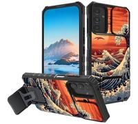 Mxfdegf for Samsung Galaxy A05s 4G Case, Built in Hard Kickstand Dual Layer Black TPU Shockproof & Slide Camera Protection Case for Galaxy A05s 6.7",Ocean Sunset