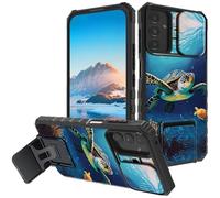 Mxfdegf for Samsung Galaxy A05s 4G Case, Built in Hard Kickstand Dual Layer Black TPU Shockproof & Slide Camera Protection Case for Galaxy A05s 6.7",Ocean Sea Turtle Fish