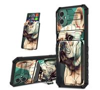 Mxfdegf for Samsung Galaxy A06 Case, Black Shock-Absorbing TPU with Kickstand Detachable IDs Credit Card Slot Wallet Case for Galaxy A06,English Bulldogs