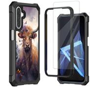 Mxfdegf for Samsung Galaxy A17 5G Phone Case,with Tempered Glass Screen Protector,Shockproof Durable PC and TPU Bumper Raised Corner Edge Cover Case for Galaxy A17 5G,Cows and Butterfly