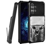 Mxfdegf for Samsung Galaxy A32 5G Case, 4-Card Credit Card Holder ID Slot Dual Layer Shockproof Soft Silicone Shell Case for Galaxy A32,Highland Cow Ox Cattle