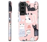 Mxfdegf for Samsung Galaxy S22 5G 6.1-Inch Case,Dual Layer Hybrid Hard PC & Soft Silicone Defense Anti-Drop Anti-Scratch Protective Case for Galaxy S22 6.1'',Cute Various Cats