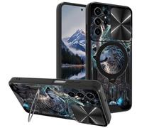 Mxfdegf for Samsung Galaxy S22 Ultra Case, with Slide Camera Cover&Shockproof Bracket, Dual Layer Durable Heavy Duty Protective Cell Phone Case for Galaxy S22 Ultra,Feathers Wolf Warrior