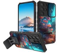 Mxfdegf for Samsung Galaxy S25 Ultra Case, Built in Hard Kickstand Dual Layer TPU Shockproof & Slide Camera Protection Case for Galaxy S25 Ultra(2025),Magic Mushrooms
