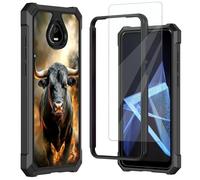 Mxfdegf for Schok Volt SV67Q Phone Case,with Tempered Glass Screen Protector,Shockproof Durable PC and TPU Bumper Raised Corner Edge Case for Schok Volt SV67Q,Flaming Cow