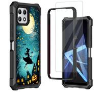 Mxfdegf for T-Mobile REVVL 7 5G Case, with Tempered Glass Screen Protector, Durable PC and TPU Bumper Raised Corner Edge Case for T-Mobile REVVL 7 5G,Full Moon and Bats