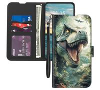 Mxfdegf for TCL 20 XE Phone Case Wallet with Card Holder Wrist Strap,PU Leather Flip Folio Magnetic Clasp Kickstand,Drop Protection TPU Inner Cover for TCL 20 XE 2021 6.52",Forest Dinosaur