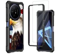 Mxfdegf for TCL 50 XL 5G Phone Case,with Tempered Glass Screen Protector,Shockproof Durable PC and TPU Bumper Raised Corner Edge Case Cover for TCL 50 XL 5G,American Flag/Eagles