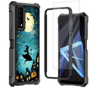 Mxfdegf for TCL Stylus 5G Phone Case,with Tempered Glass Screen Protector,Shockproof Durable PC and TPU Bumper Raised Corner Edge Case for TCL Stylus 5G,Full Moon and Bats