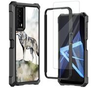 Mxfdegf for TCL Stylus 5G Phone Case,with Tempered Glass Screen Protector,Shockproof Durable PC and TPU Bumper Raised Corner Edge Case for TCL Stylus 5G,Wolf on Rock