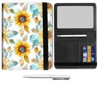 Mxfdegf Passport and Wallet Combo, with RFID Blocking,Leather Travel Documents Organizer Protector, Passport Case, Passport Cover,Passport Holder for Women and Men, Yellow Sunflower