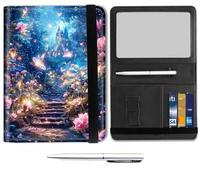 Mxfdegf Passport and Wallet Combo, with RFID Blocking,Leather Travel Documents Organizer Protector, Passport Case, Passport Holder for Women and Men,Passport Cover, Flowers Fantasy Castle