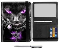 Mxfdegf Passport and Wallet Combo, with RFID Blocking,Leather Travel Documents Organizer Protector, Passport Case, Passport Holder for Women and Men,Passport Cover, Purple Eyed Cat -1846