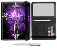 Mxfdegf Passport and Wallet Combo, with RFID Blocking,Leather Travel Documents Organizer Protector, Passport Case, Passport Holder for Women and Men,Passport Cover, Christian Cross / Purple