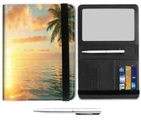 Mxfdegf Passport and Wallet Combo, with RFID Blocking,Leather Travel Documents Organizer Protector, Passport Case, Passport Cover,Passport Holder for Women and Men, Coast Sea Palm Trees