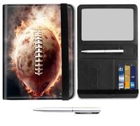 Mxfdegf Passport and Wallet Combo, with RFID Blocking,Leather Travel Documents Organizer Protector, Passport Case, Passport Cover,Passport Holder for Women and Men, Flaming Rugby Ball